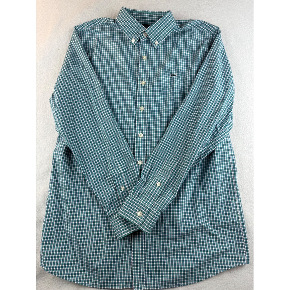 Vineyard Vines Boys Whale Shirt Long Sleeve Button Up Checkered XL‎
